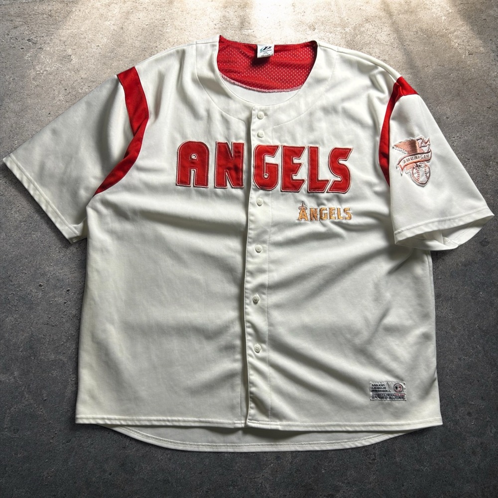 Dynasty Los Angeles Angels Baseball Jersey White Red Size 2XL Vintage